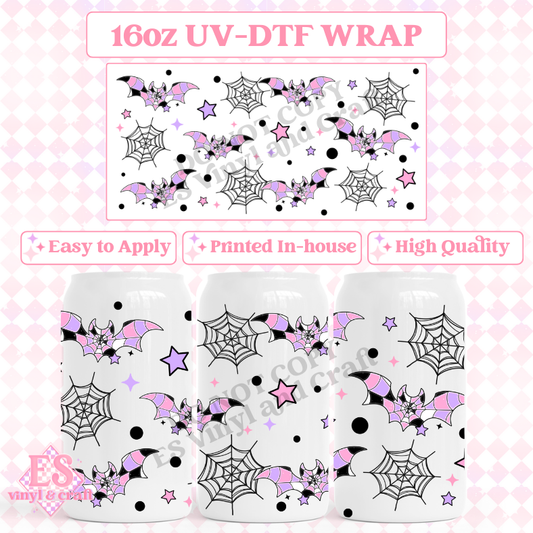 Web Bats (Black Web) - 16oz Beer Can / Libbey UV-DTF image 0