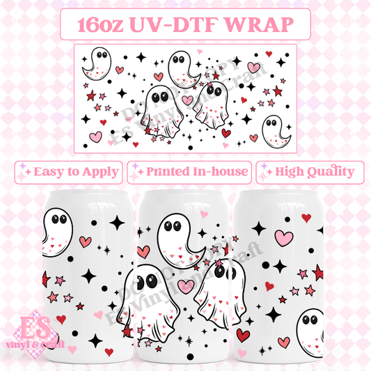 Valentine's Ghosties - 16oz Beer Can / Libbey UV-DTF Transfer image 0