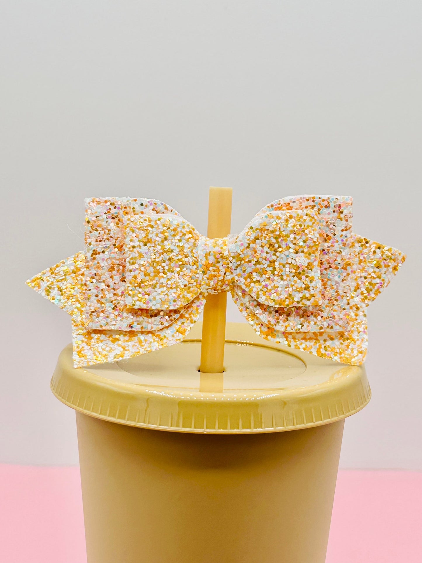 Bow Straw Topper - Peach image 0