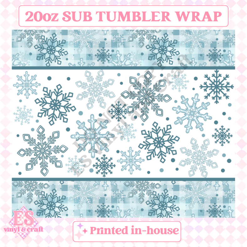 Blue Snowflake - Full 20oz Tumbler Sublimation Ready Print image 1