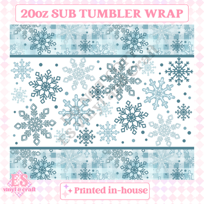 Blue Snowflake - Full 20oz Tumbler Sublimation Ready Print image 1