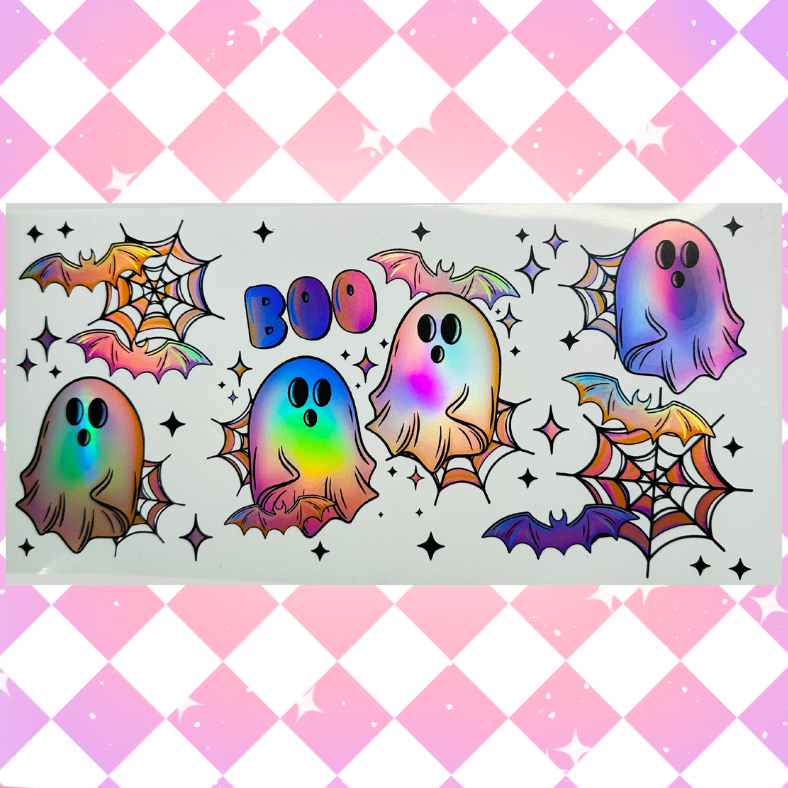 Boo Ghost - 16oz Beer / Libbey Can Wrap Holographic Vinyl image 1