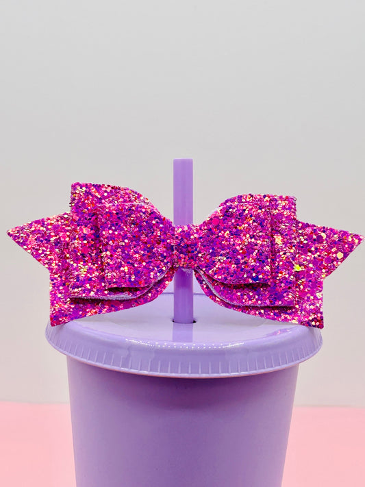 Bow Straw Topper - Fuchsia image 0