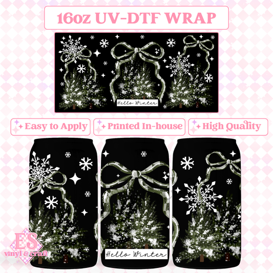 Hello Winter - 16oz Beer Can / Libbey UV-DTF image 0