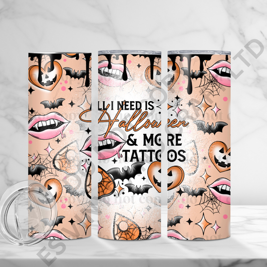 Halloween and Tattoos - Full 20oz Tumbler Sublimation Ready Print image 0