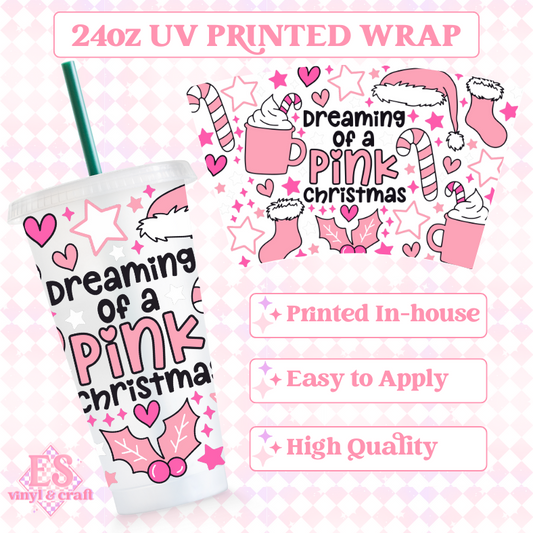 Pink Christmas - UV Printed 24oz Cold Cup Wrap image 0