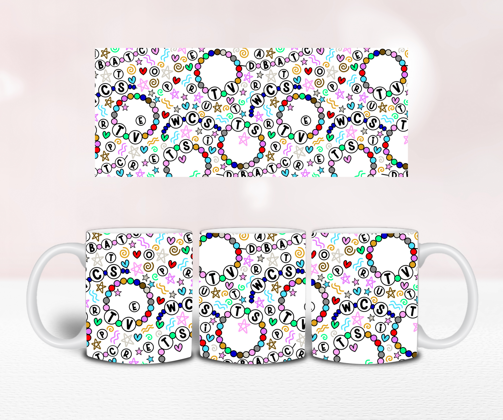 Friendship Bracelet Seamless - Pre Printed Sublimation 11oz or 20oz Wrap image 1