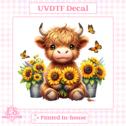 Sunflower Highland Cows - UV-DTF Decal Transfer image 4