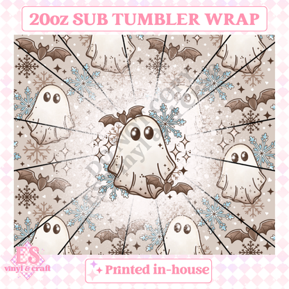 Winter Ghost - Full 20oz Tumbler Sublimation Ready Print image 1