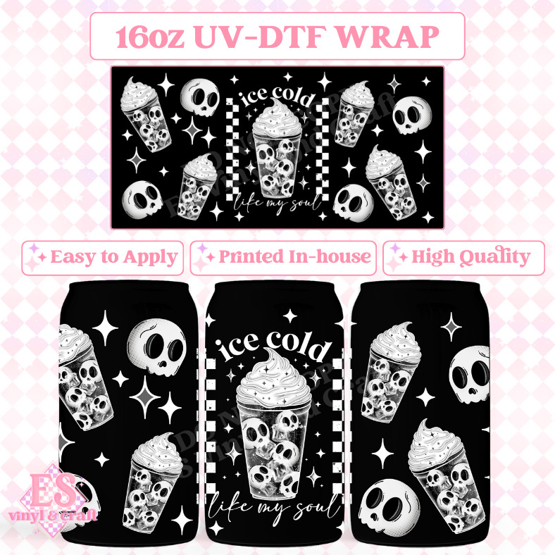 Ice Cold White - 16oz Beer Can / Libbey UV-DTF image 0