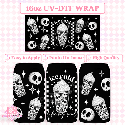 Ice Cold White - 16oz Beer Can / Libbey UV-DTF image 0