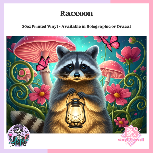 Raccoon - 20oz Printed Tumbler Self Adhesive Vinyl image 0