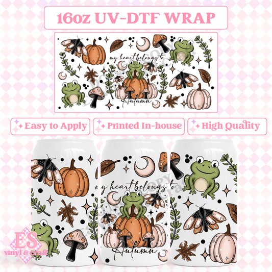 My Heart Belongs to Autumn - 16oz Beer Can / Libbey UV-DTF image 0