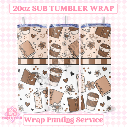 Coffee and Books - Full 20oz Tumbler Sublimation Print image 0