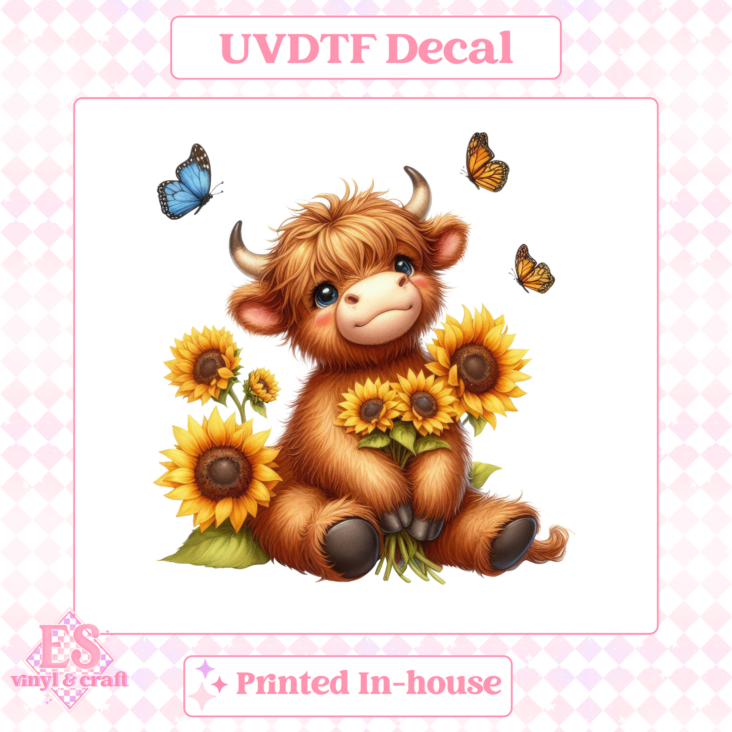 Sunflower Highland Cows - UV-DTF Decal Transfer image 10
