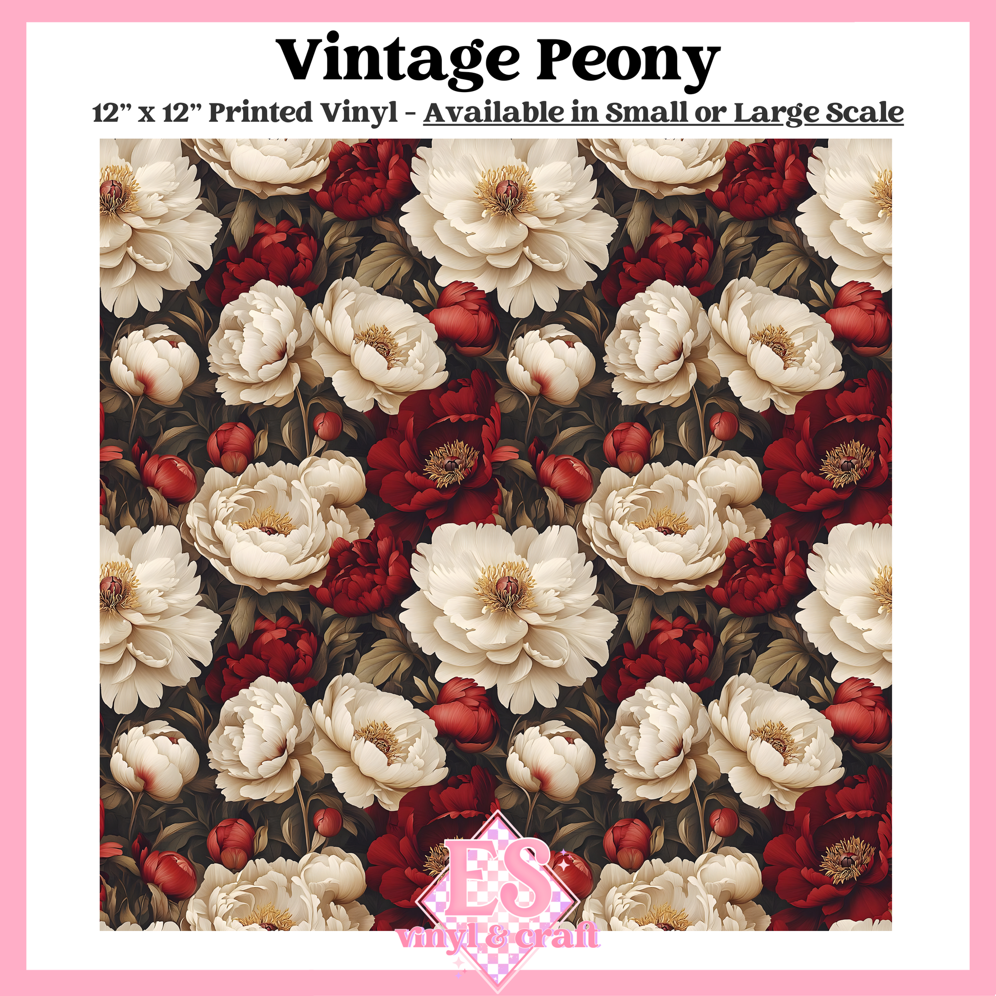 Vintage Peony - Small or Large Scale Options - 12" x 12" Sheet image 0