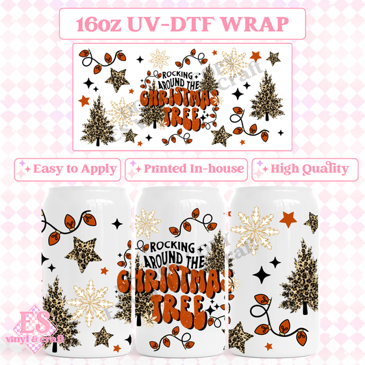 Rocking Aroung the Christmas Tree - 16oz Beer Can / Libbey UV-DTF Transfer image 0