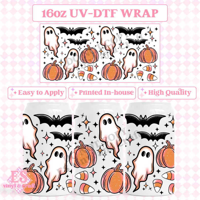 Spooky Collage - 16oz Beer Can / Libbey UV-DTF image 0