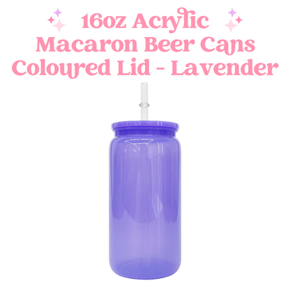 16oz Macaron Acrylic Coloured Beer Can with Plastic Lid and Straw image 3