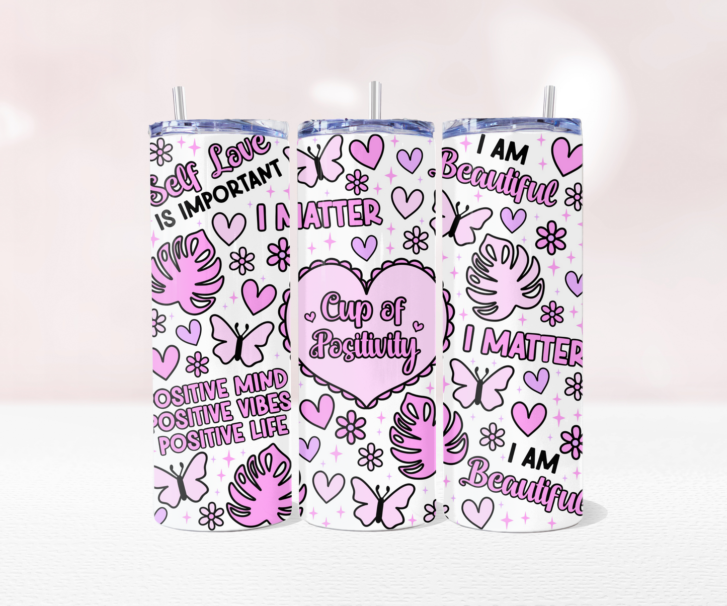 Cup of Positivity - Full 20oz Tumbler Sublimation Ready To Pr image 0