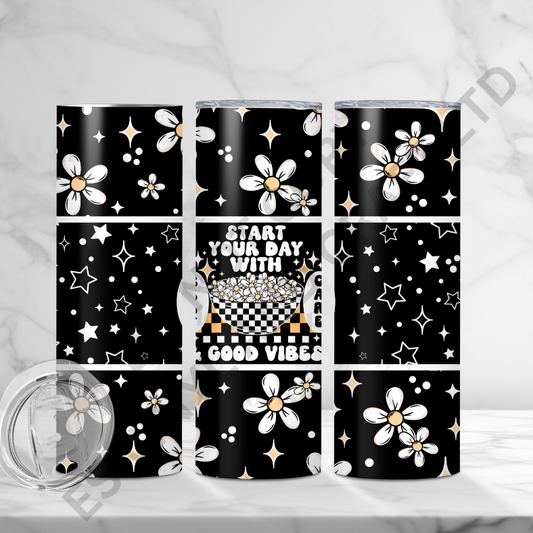 Good Vibes (Black) - Full 20oz Tumbler Sublimation Ready To Print image 0