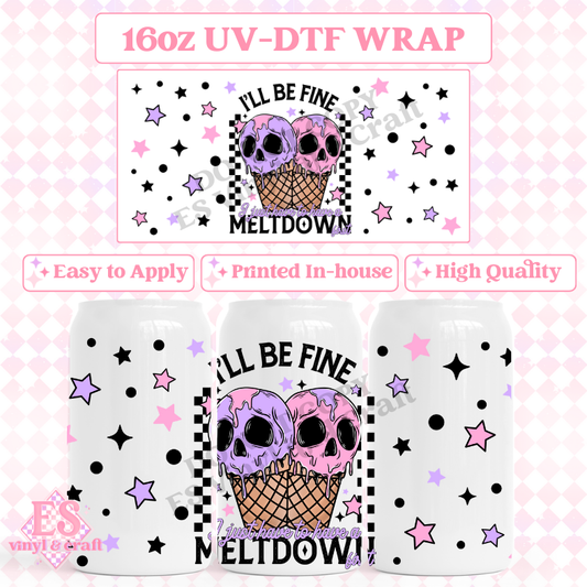 Meltdown Black - 16oz Beer Can / Libbey UV-DTF Transfer image 0
