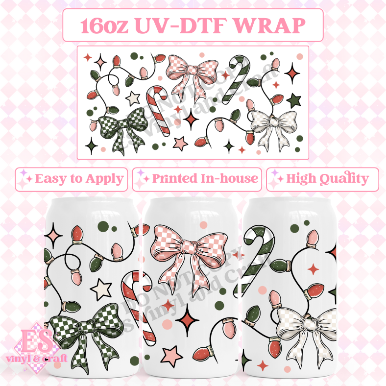 Bows and Lights - 16oz Beer Can / Libbey UV-DTF Transfer image 0