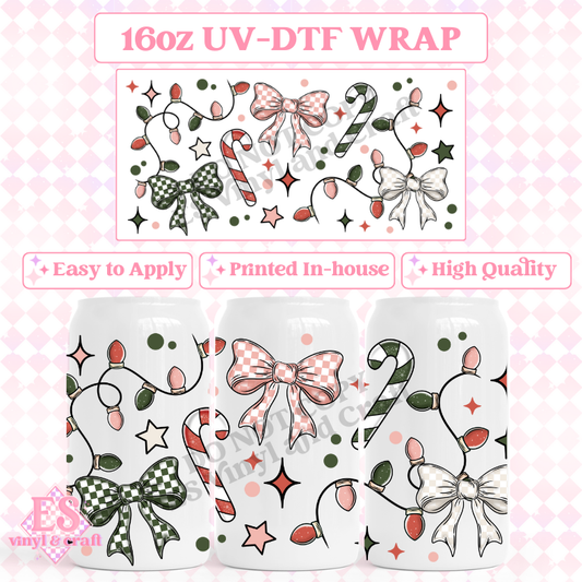 Bows and Lights - 16oz Beer Can / Libbey UV-DTF Transfer image 0