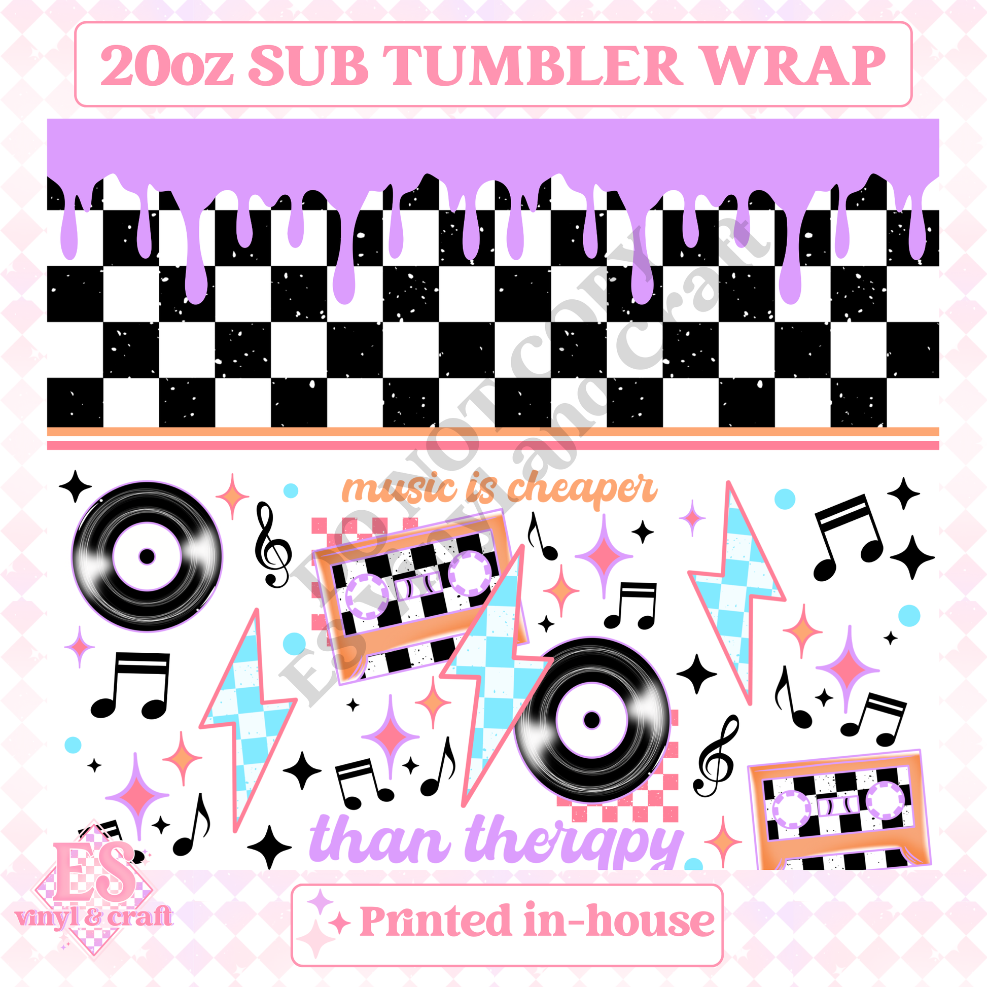 Music Therapy - Full 20oz Tumbler Sublimation Print image 1