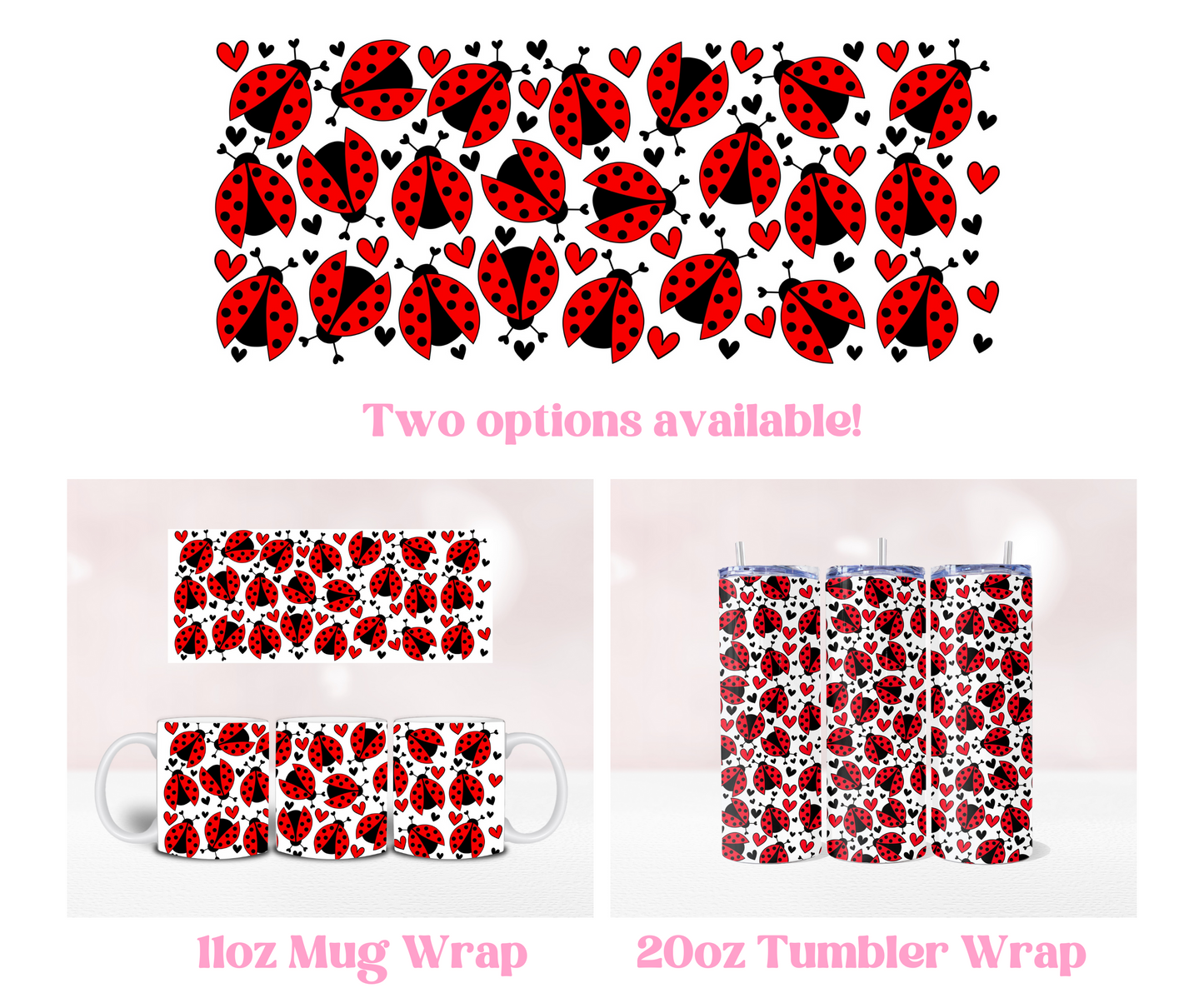 Red Ladybird Seamless - Pre Printed Sublimation 11oz or 20oz Wrap image 0