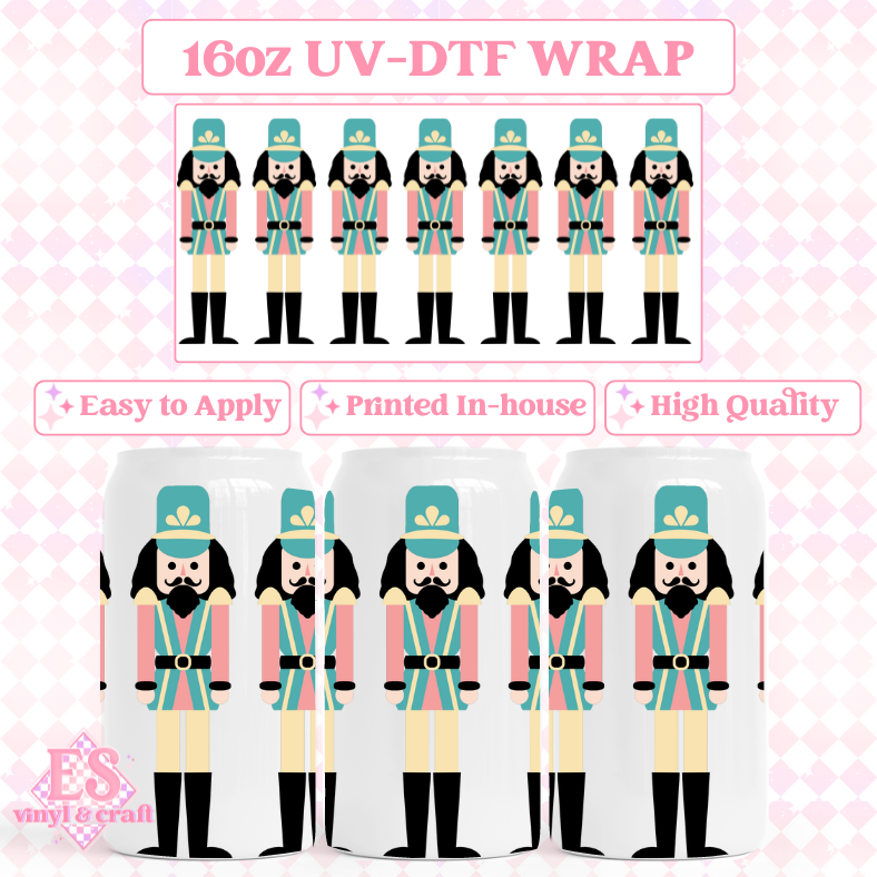 Christmas Nutcracker Toy Soldier - UVDTF 16oz Libbey Can Wrap image 0