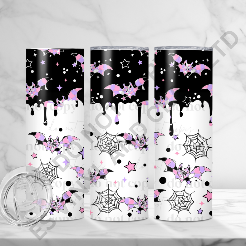 Pink and Purple Bats - Full 20oz Tumbler Sublimation Ready To Print image 0