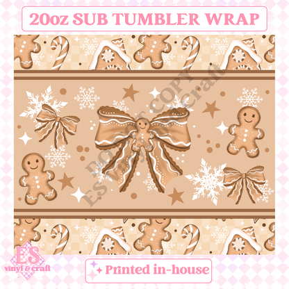 Gingerbread Bow - Full 20oz Tumbler Sublimation Print image 1
