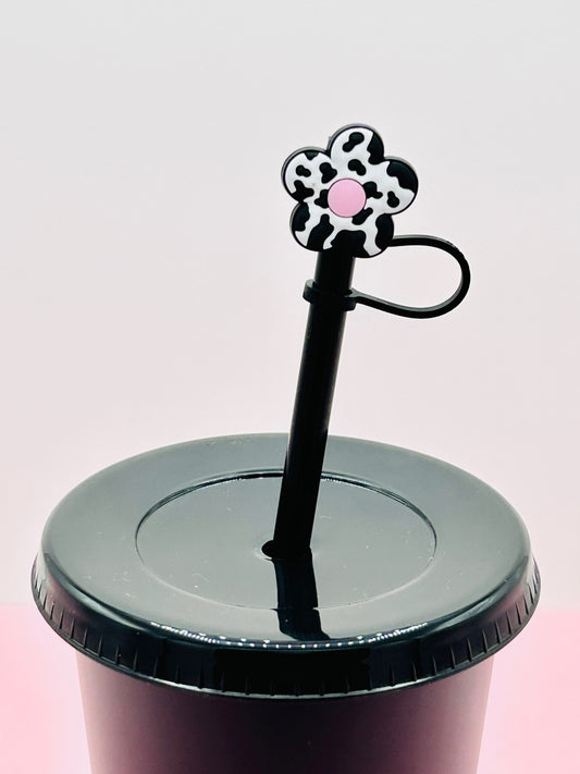 Straw Topper - Cow Print Flower image 0