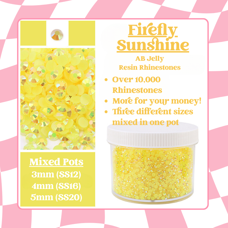 Rhinestone Mixed Pots - AB Jelly Rhinestones (3mm, 4mm, 5mm) 100g image 2