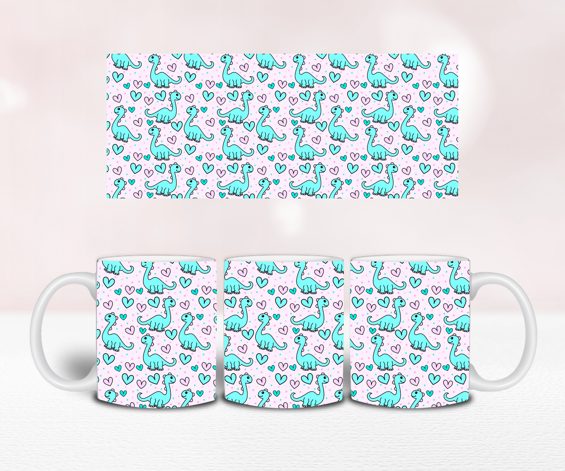 Dino Seamless - Pre Printed Sublimation 11oz or 20oz Wrap image 1
