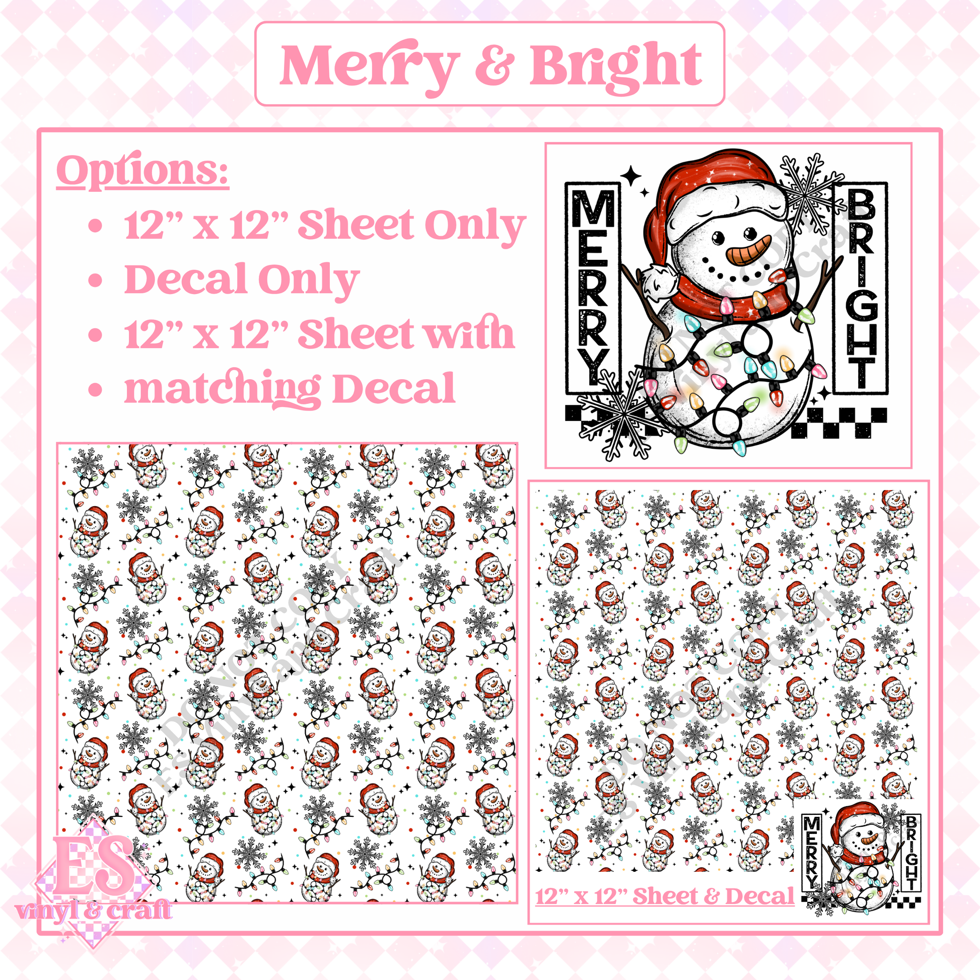 Merry and Bright Snowman - 12" x 12" Sheet (Various Options) image 0