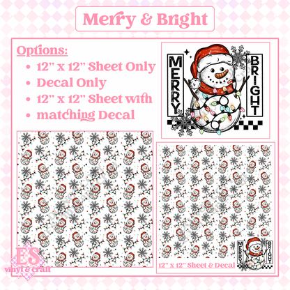 Merry and Bright Snowman - 12" x 12" Sheet (Various Options) image 0