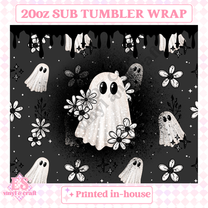 Drip Floral Ghosts - Full 20oz Tumbler Sublimation Print image 1