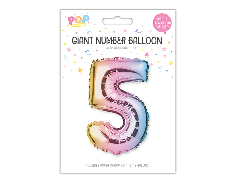 Multicoloured Foil Number Balloon 65cm image 5