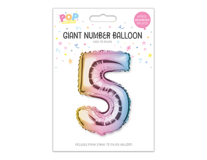 Multicoloured Foil Number Balloon 65cm image 5