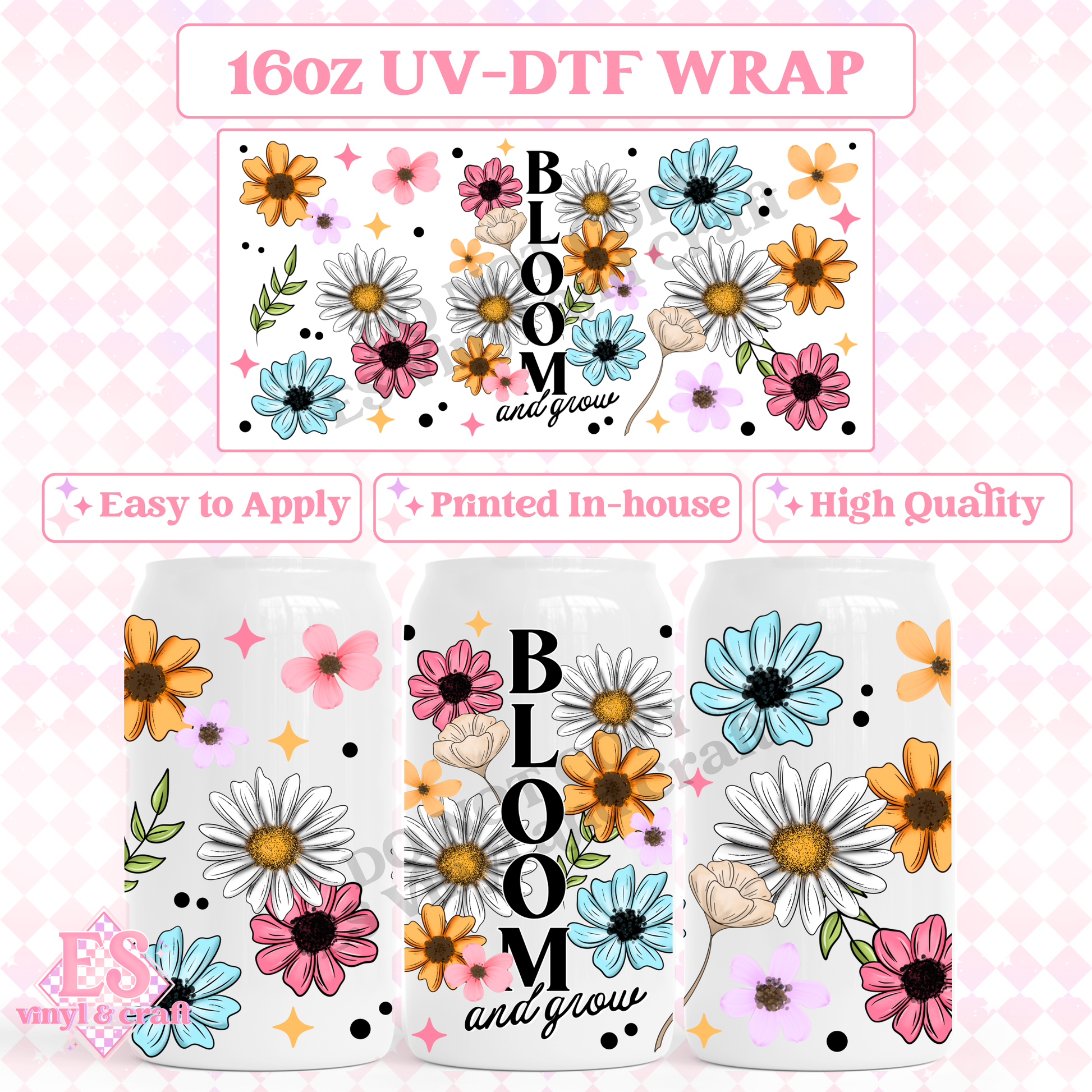 Bloom & Grow - 16oz Beer Can / Libbey UV-DTF image 0