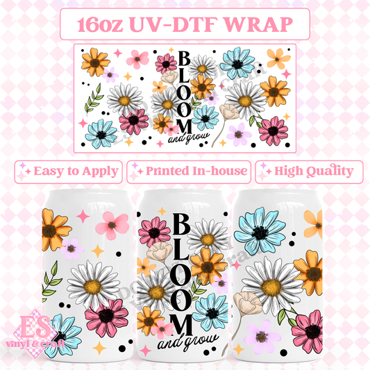 Bloom & Grow - 16oz Beer Can / Libbey UV-DTF image 0