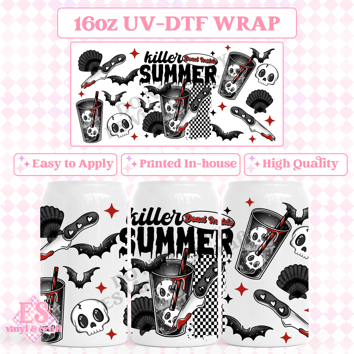 Killer Summer - 16oz Beer Can / Libbey UV-DTF Transfer image 0