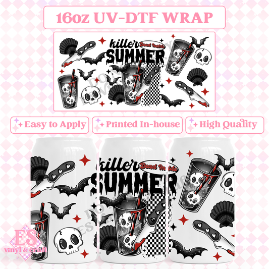 Killer Summer - 16oz Beer Can / Libbey UV-DTF Transfer image 0