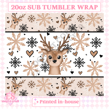 Winter Deer - Full 20oz Tumbler Sublimation Ready Print image 1