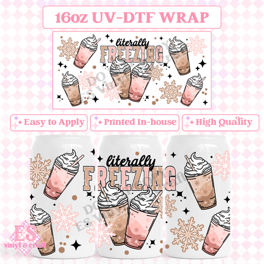 Freezing Coffee - 16oz Beer Can / Libbey UV-DTF image 0