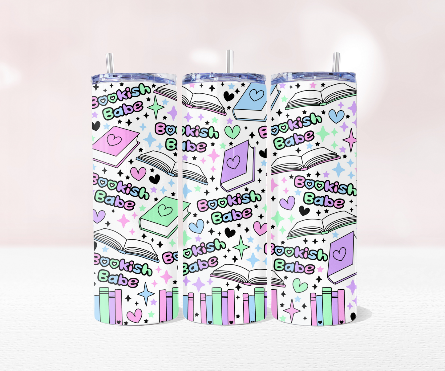 Bookish Babe - Full 20oz Tumbler Sublimation Ready To Print image 0