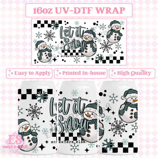 Let It Snow Sad Snowman - 16oz Beer Can / Libbey UV-DTF image 0