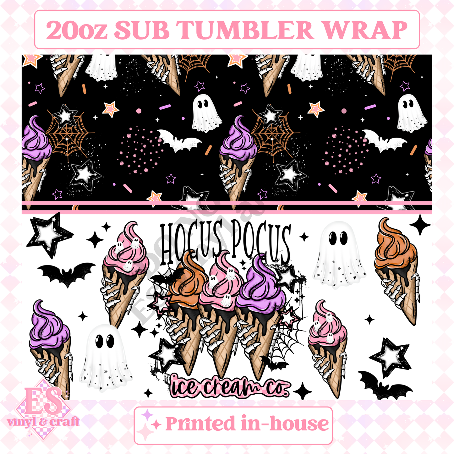Hocus Pocus Ice Cream - Full 20oz Tumbler Sublimation Print image 1